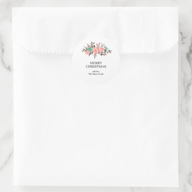 Pegatina Redonda Rollo de Stickers de Texto Personalizado de Navida (Bolso)