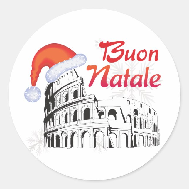 Pegatina Redonda Roma Buon Natale (Anverso)