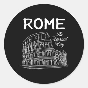 Pegatina Redonda Roma Italia City Cityscape Skyline Funny Gift
