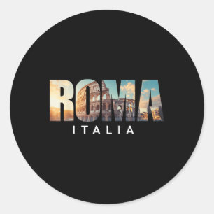 Pegatina Redonda Roma Italia Coliseo Punto de referencia Roma
