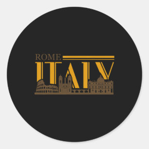 Pegatina Redonda Roma Italia Vintage Retro Roma Vacaciones Gif Ital