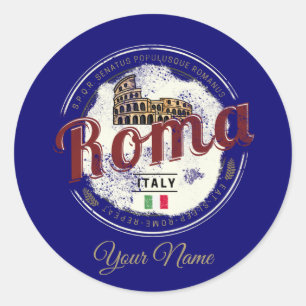 Pegatina Redonda Roma Vintage coliseo Italia souvenir