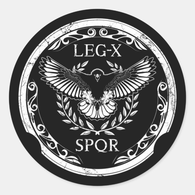 Pegatina Redonda Roman Eagle Legio X Shield (Anverso)