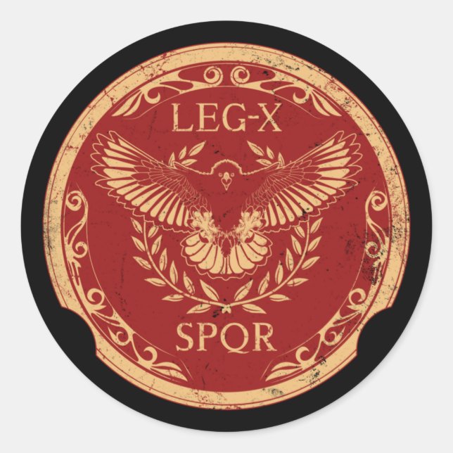 Pegatina Redonda Roman Eagle Legio X Shield (Anverso)