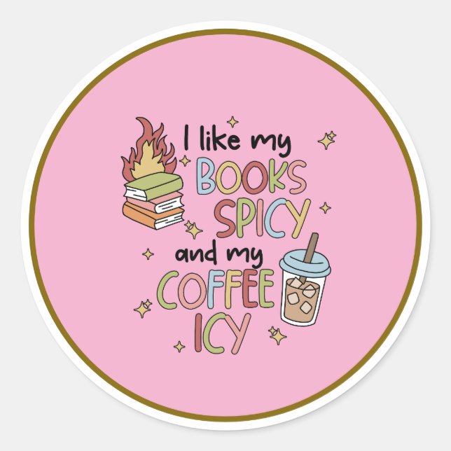 Pegatina Redonda Romance books and coffee sticker (Anverso)