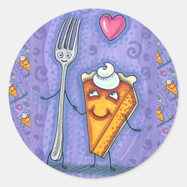 PEGATINA REDONDA ROMANCE DE FORK & PUMPKIN (Anverso)