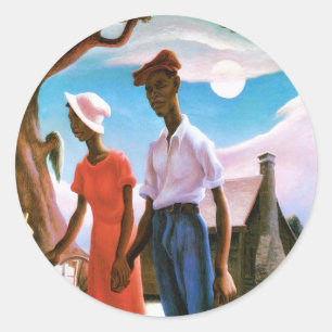 Pegatina Redonda Romance de Thomas Hart Benton