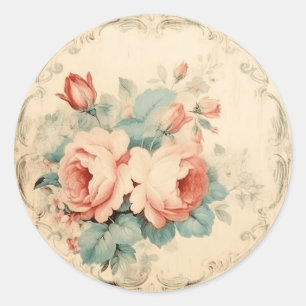 Pegatina Redonda Romance débil, Shabby Chic