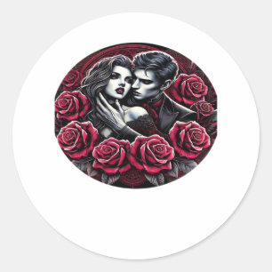 Pegatina Redonda Romance Gótico Vampírico – Hasta que la Muerte nos