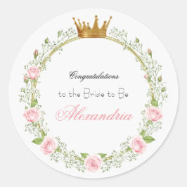 Pegatina Redonda Romance personalizado sonrojado: Rosas y aliento d