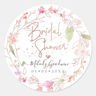 Pegatina Redonda Romance ruborizante, ducha de nubes acuáticas