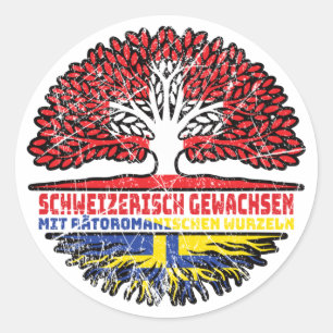 Pegatina Redonda Romanen Rätoromanisch Graubündisch Graubünden Baum