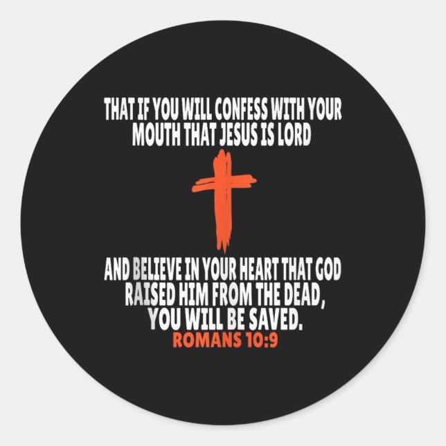 Pegatina Redonda Romanos 10_9 Biblia Verses Scripture Tank Top (Anverso)
