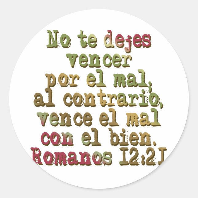 Pegatina Redonda Romanos 12:21 (Anverso)