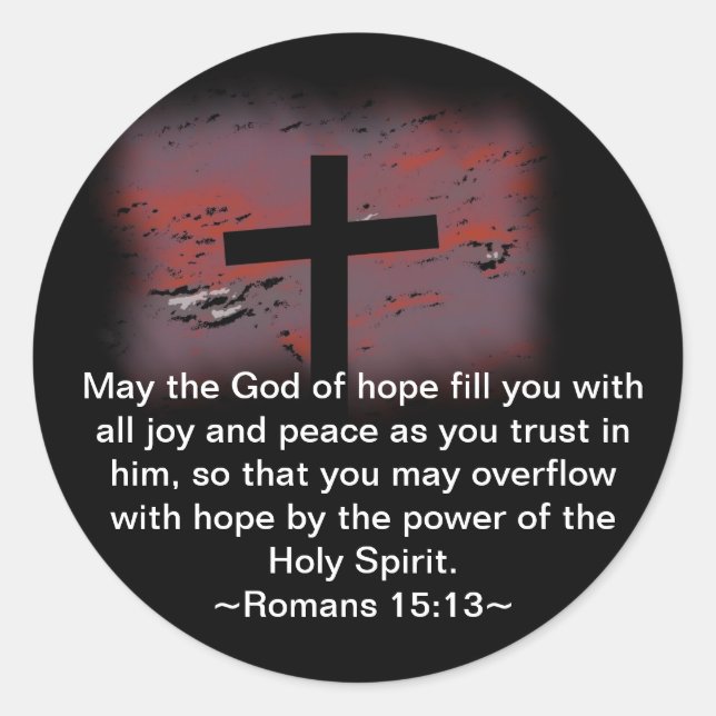 Pegatina Redonda Romanos 15:13 (Anverso)