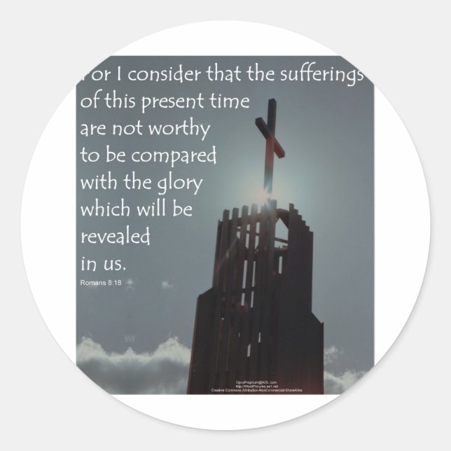 Pegatina Redonda Romanos 8:18 Gloria por revelar (Anverso)