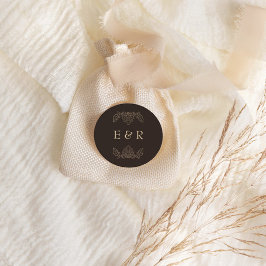 Pegatina Redonda Romantic Baroque Ornate Frame Wedding