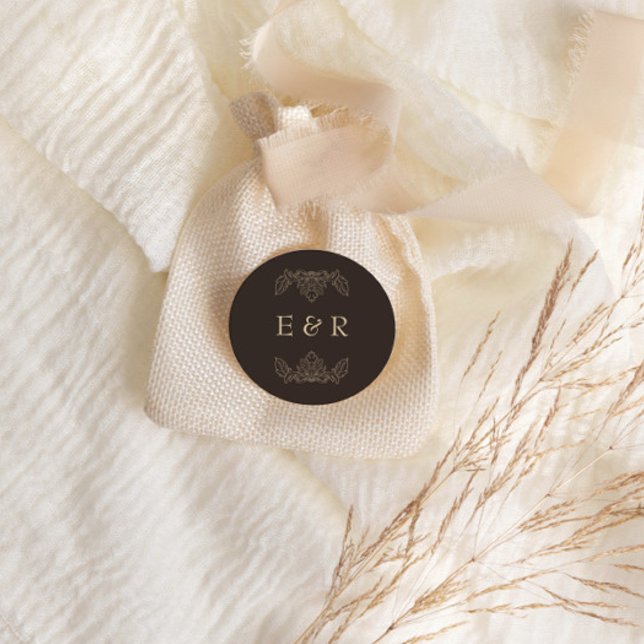 Pegatina Redonda Romantic Baroque Ornate Frame Wedding (Subido por el creador)