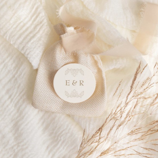 Pegatina Redonda Romantic Baroque Ornate Frame Wedding (Subido por el creador)