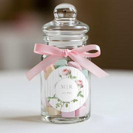 Pegatina Redonda Romantic Chic French Rose Botanical Wedding