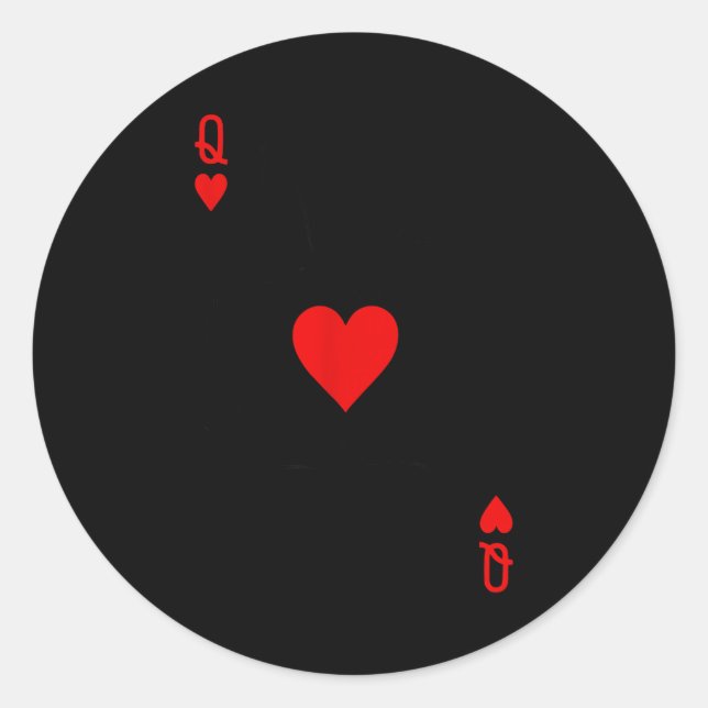 Pegatina Redonda Romantic Couple Kiss Queen Of Hearts Ker Playing C (Anverso)