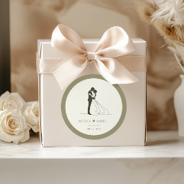 Pegatina Redonda Romantic Couple Silhouette Wedding Sticker Seal