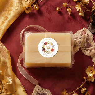 Pegatina Redonda Romantic Elegant Floral Chinese Double Happiness 