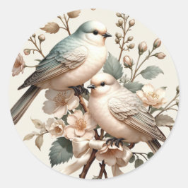 Pegatina Redonda Romantic Floral LoveBird Mini Round Envelope Seal 