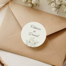 Pegatina Redonda Romantic Floral Wedding Envelope Seal Sticker