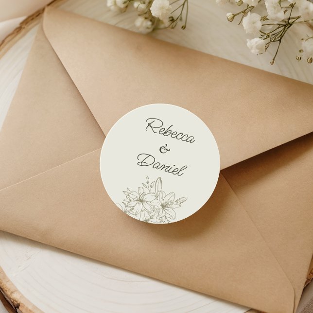Pegatina Redonda Romantic Floral Wedding Envelope Seal Sticker (Subido por el creador)