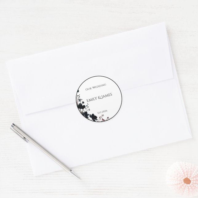 Pegatina Redonda Romantic Floral Wedding Soft Elegant (Sobre)