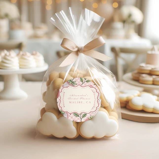 Pegatina Redonda Romantic Garden Berry Bridal Shower (Subido por el creador)