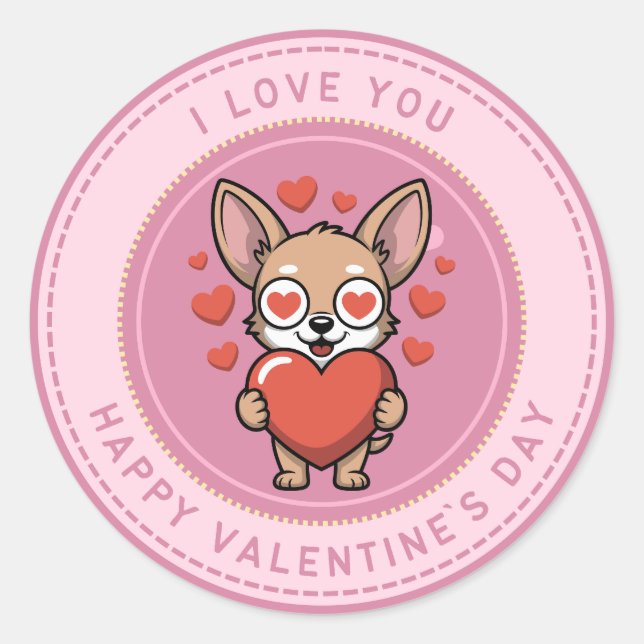 Pegatina Redonda Romantic Love Sticker for Valentine’s Day (Anverso)