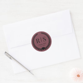 Pegatina Redonda Romantic Rosewood Wedding Monogram Initials