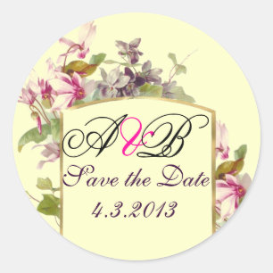 PEGATINA REDONDA ROMANTİCA MONOGRAM / CICLOS DE COCINA GUARDAR LA F