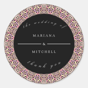 Pegatina Redonda Romántico Mandala Geométrico suave Invitación Rosa