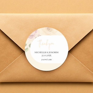 Pegatina Redonda Romántico Rubor Boho Floral acuarela