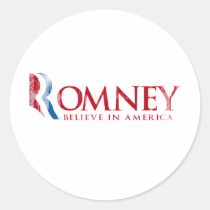 Pegatina Redonda Romney - crea en América (roja)
