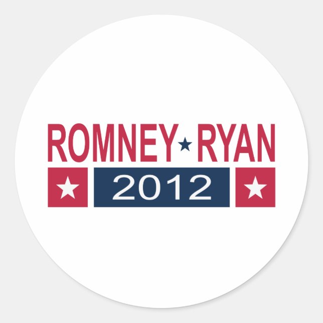 Pegatina Redonda Romney Ryan 2012 (Anverso)