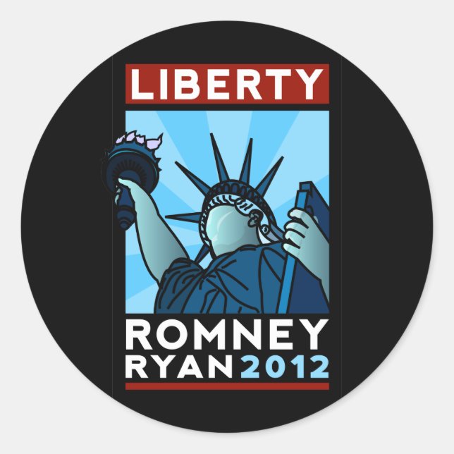 Pegatina Redonda Romney Ryan Liberty (Anverso)