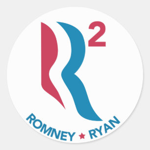 Pegatina Redonda Romney Ryan R Squared