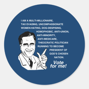 Pegatina Redonda Romney Vote for Me.png