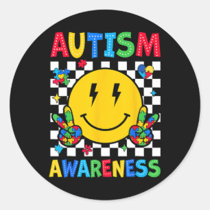 Pegatina Redonda Rompecabezas Amor Aceptar Comprender Autismo Sensi