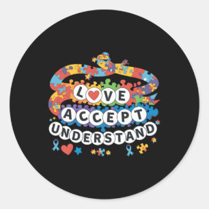 Pegatina Redonda Rompecabezas Autismo Sensibilización Amistad Hombr