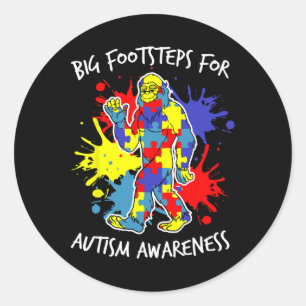 Pegatina Redonda Rompecabezas Colorido Conciencia del Autismo Bigfo