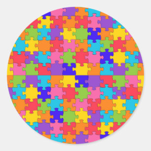 Pegatina Redonda rompecabezas del autismo