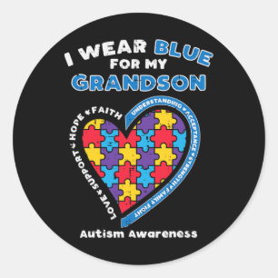 Pegatina Redonda Rompecabezas, llevo el azul nieto, autismo, concie