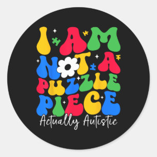 Pegatina Redonda Rompecabezas Pieza Autismo Conciencia Neurodiversi