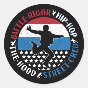 Pegatina Redonda Romper baile de baile Hip-Hop Boy