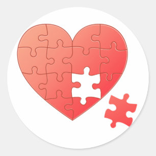 Pegatina Redonda Romper corazón con pieza